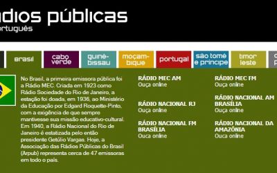 Rádios Públicas: Brasil, Portugal, Angola, Moçambique, Macau, Timor Leste, Cabo Verde, Guiné-Bissau e São Tomé e Príncipe