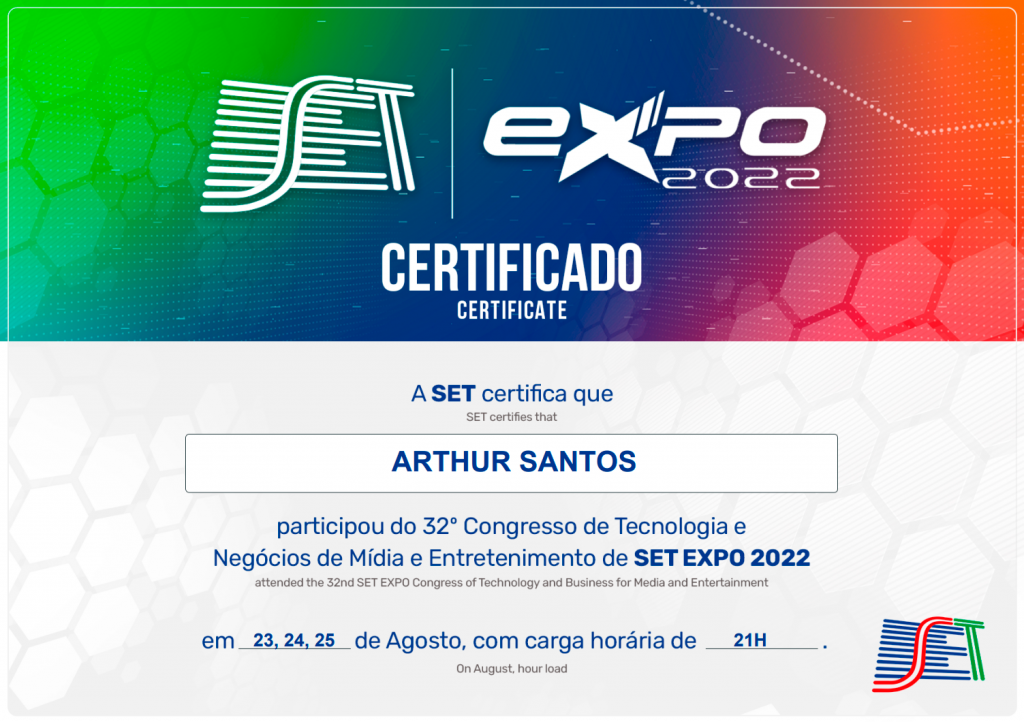 Congresso SET-Expo 2022 Sociedade de Engenharia de Televisao